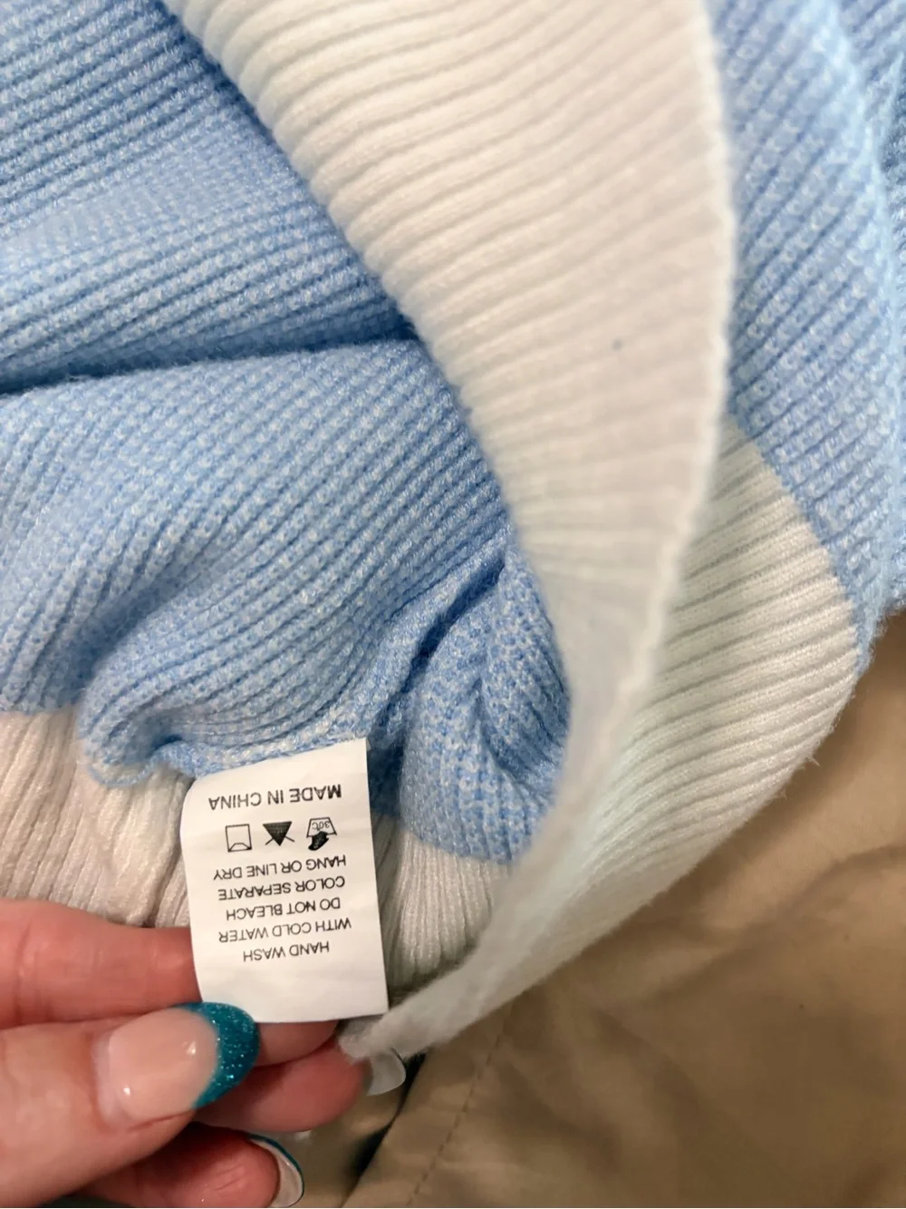 Dreamers Light Blue and Cream Short Sleeve Knit Tee